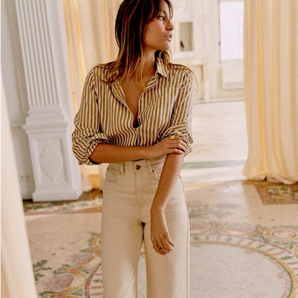 Sézane Lé Crop Jeans- Mottled Beige